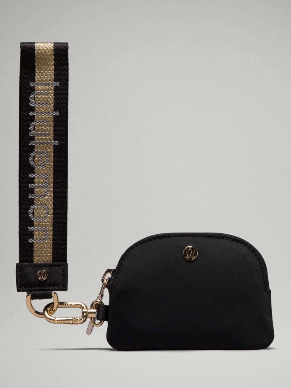 NWT dual pouch wristlet *wordmark black/goldwhite opal lululemon - Picture 10 of 14